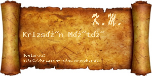 Krizsán Máté névjegykártya
